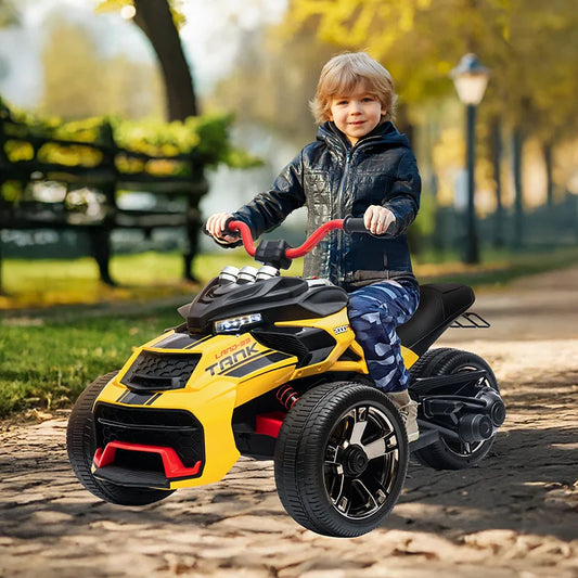 12V Kids ATV Ride On Toy Three-Wheel Electric Vehicle for 3-8y Kids Gifts Battery Powered Car Toys with Lights,Music
