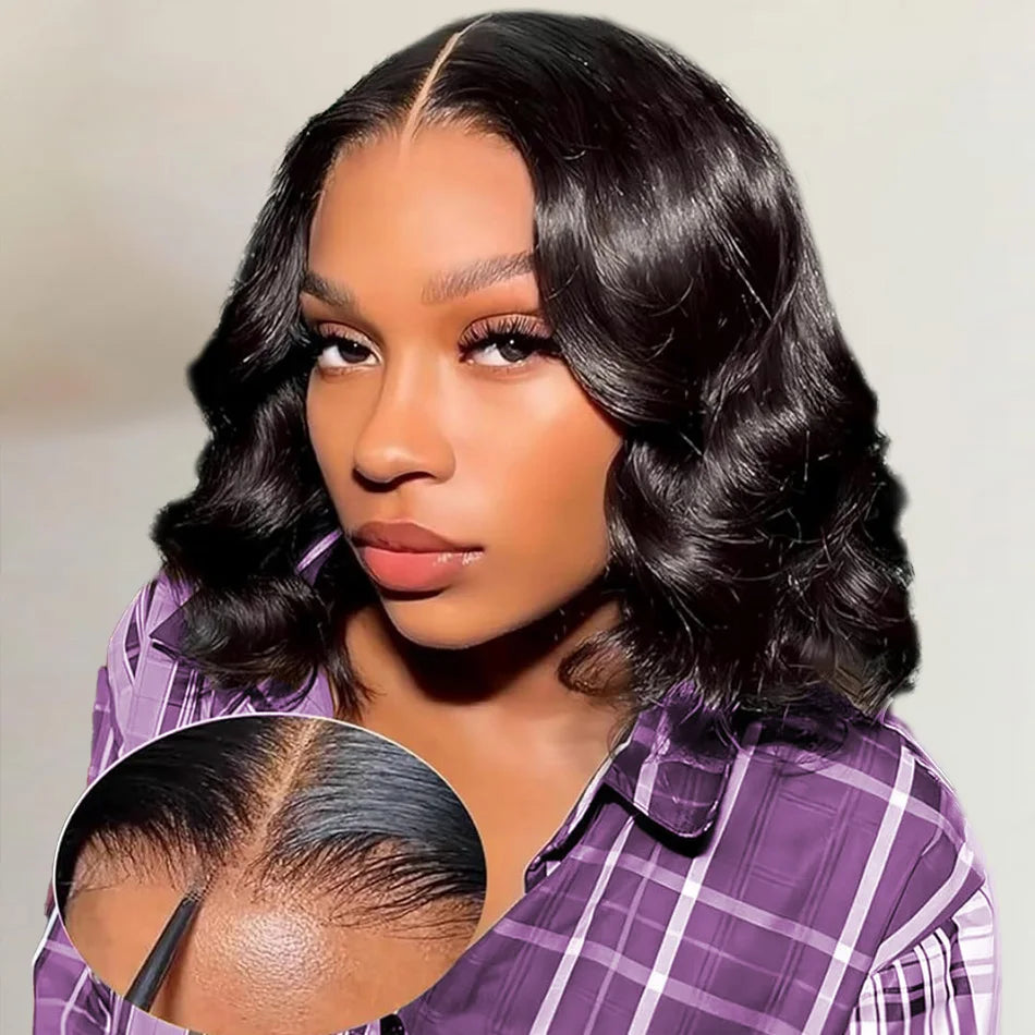 Wear And Go Glueless Bob Wig Human Hair Short Body Wave Lace Front 4x4 HD Lace Closure