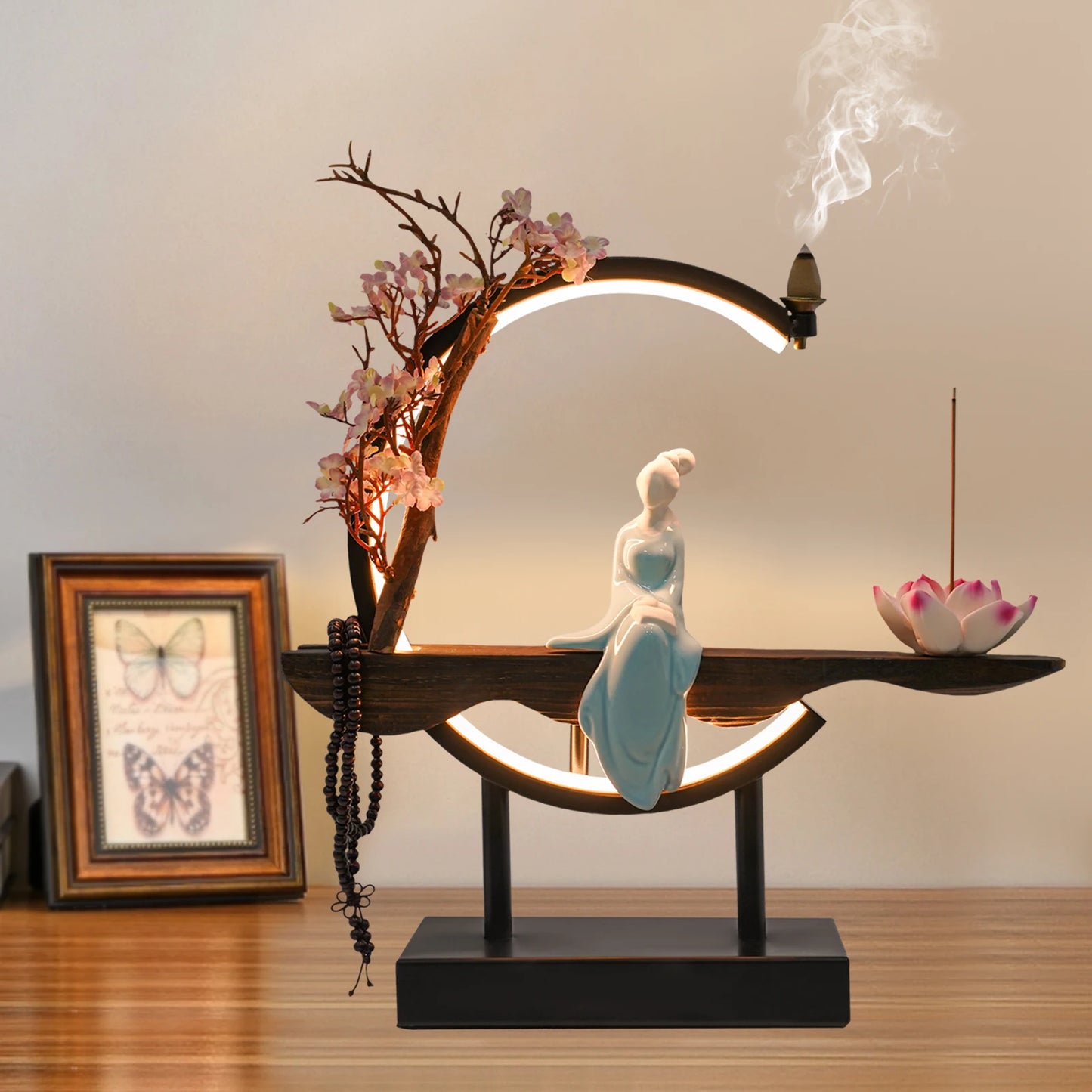 Bymaocar Zen Backflow Incense Burner Set Tabletop Decoration