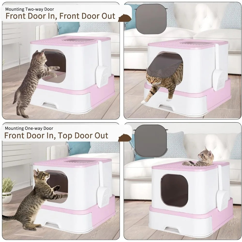 Hign-concerned Foldable Cat Litter Box With Drawer And Lid