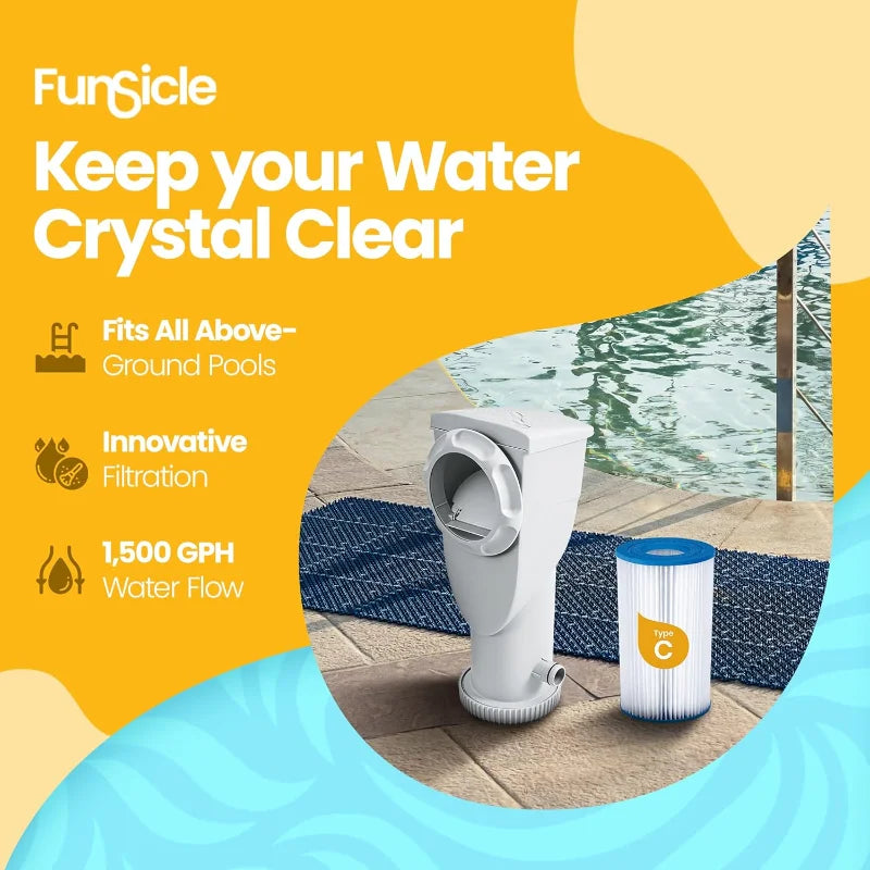 XMSJ Funsicle SkimmerPlus Pool Filter Pump 1500 GPH