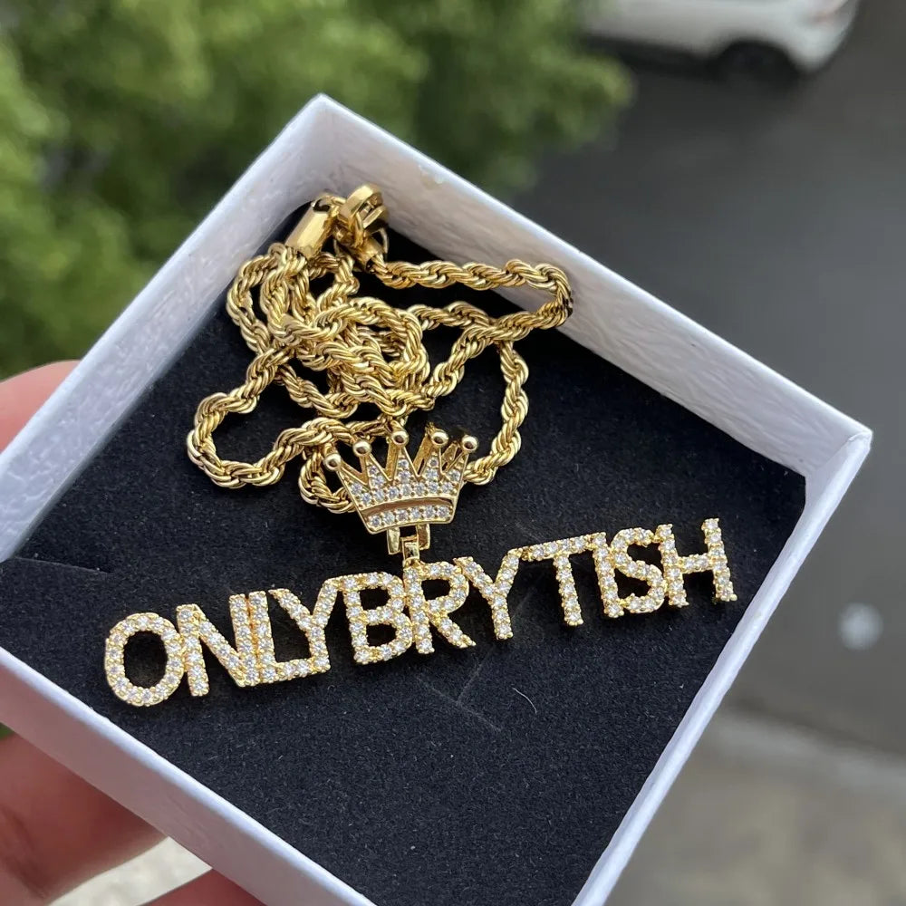 Duoying Custom Nameplate Butterfly Necklace Zircon Pendant