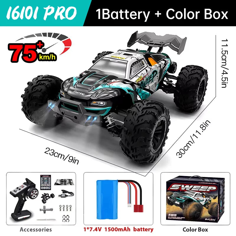 WLtoys 16101 Pro 1to16 75KmH 4WD RC Car LED Headlights
