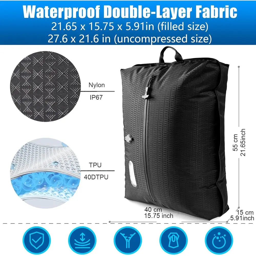 Double Layer Electric Vacuum Bags with Wireless Pump for Travel and Clothing Storage