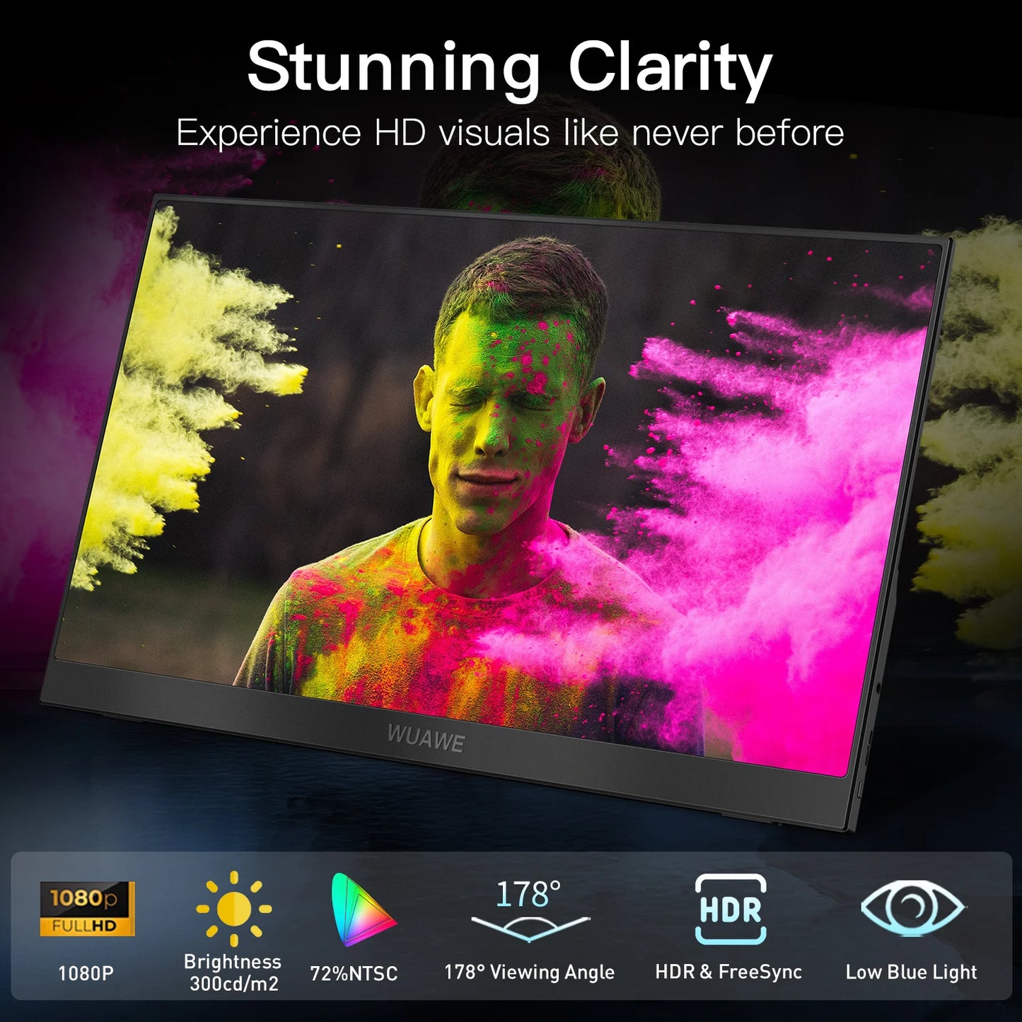 WUAWEB Portable Laptop Monitor 1080P HDR USB C HDMI Display