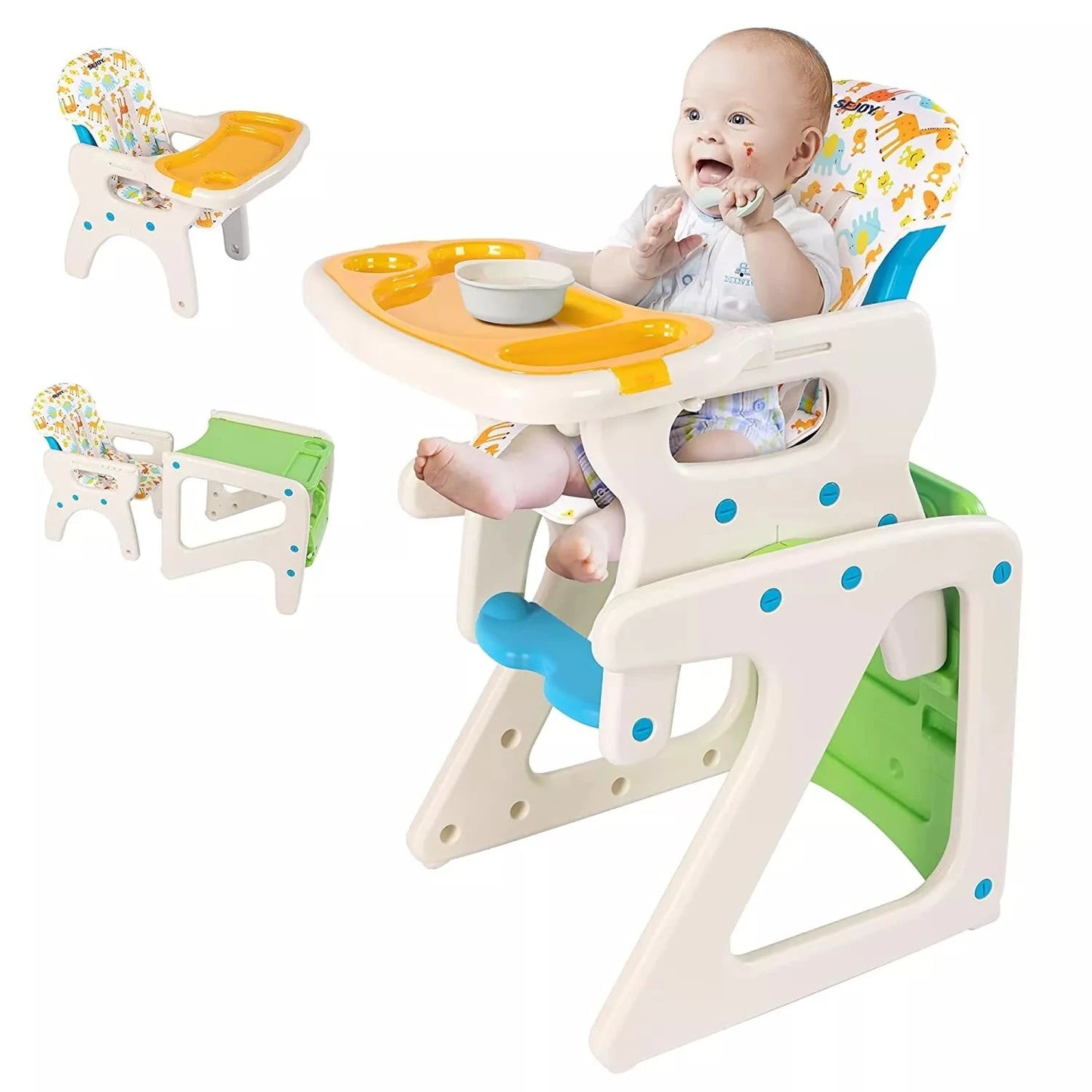SEJOY 3 In 1 Baby High Chair With Adjustable Backrest