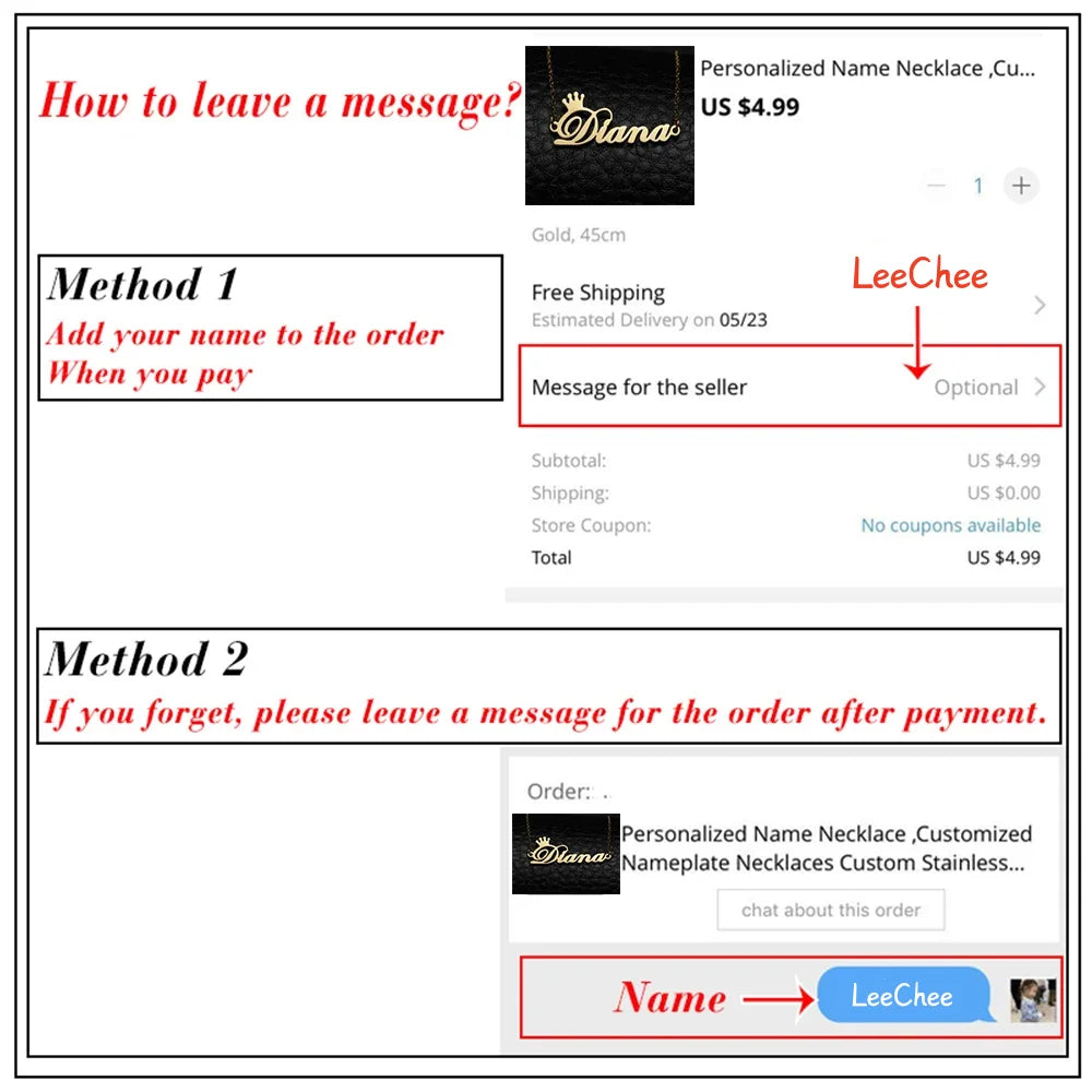 WinWinWinCN LeeChee Crown Name Necklace Sterling Silver