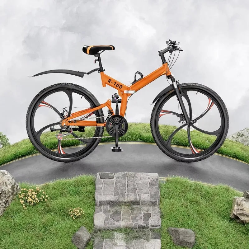 Hign Concerned Folding Mountain Bike 21 Speed Suspension