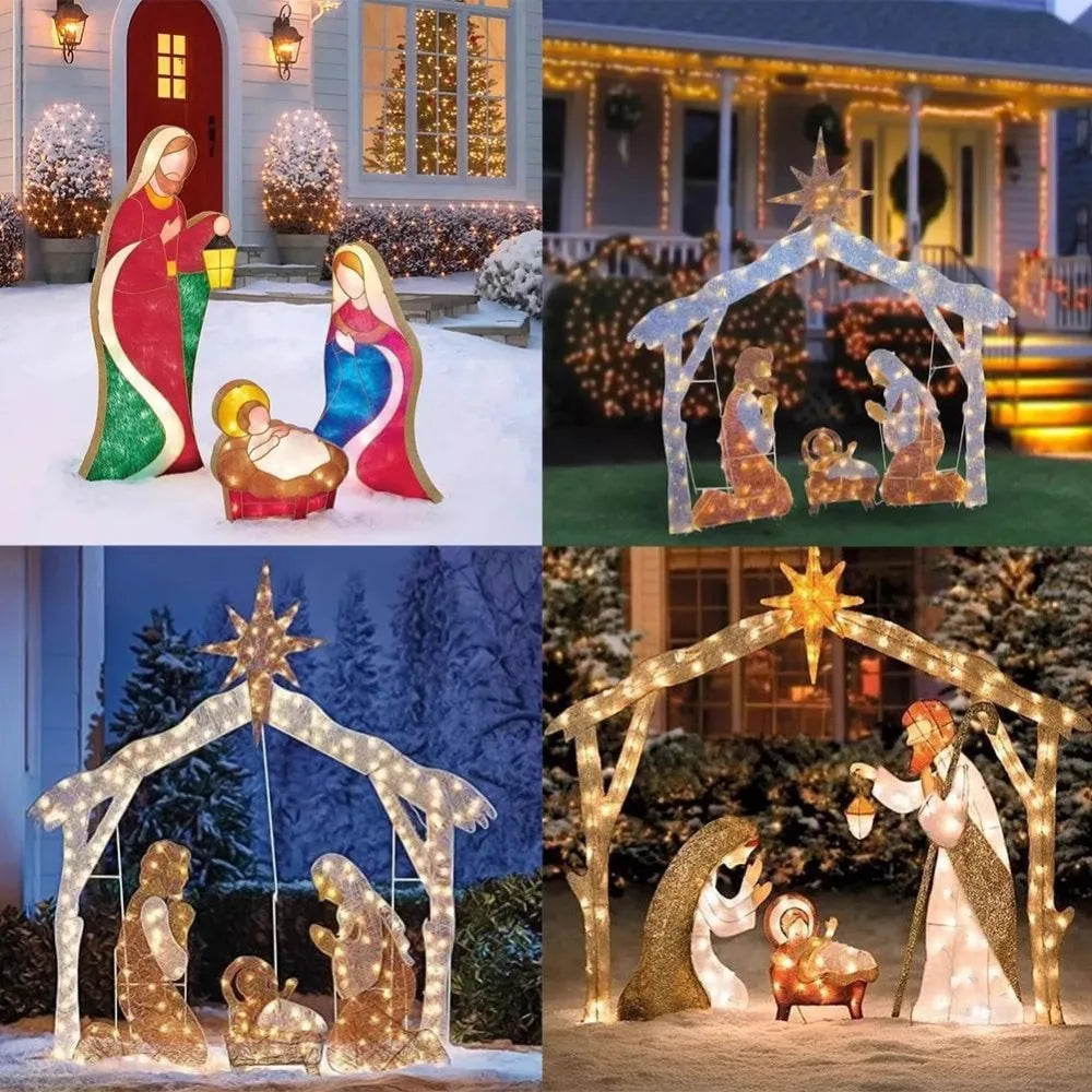 Hot Sale Outdoor Lighted Nativity Scene With light Waterproof Nativity Scene Christmas Decoration Easter Yard Decoration