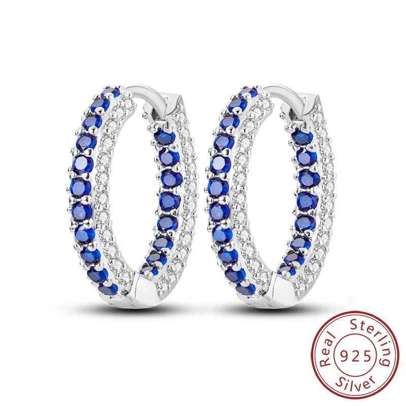 925 Sterling Silver Hoop Earrings Square Circle Heart