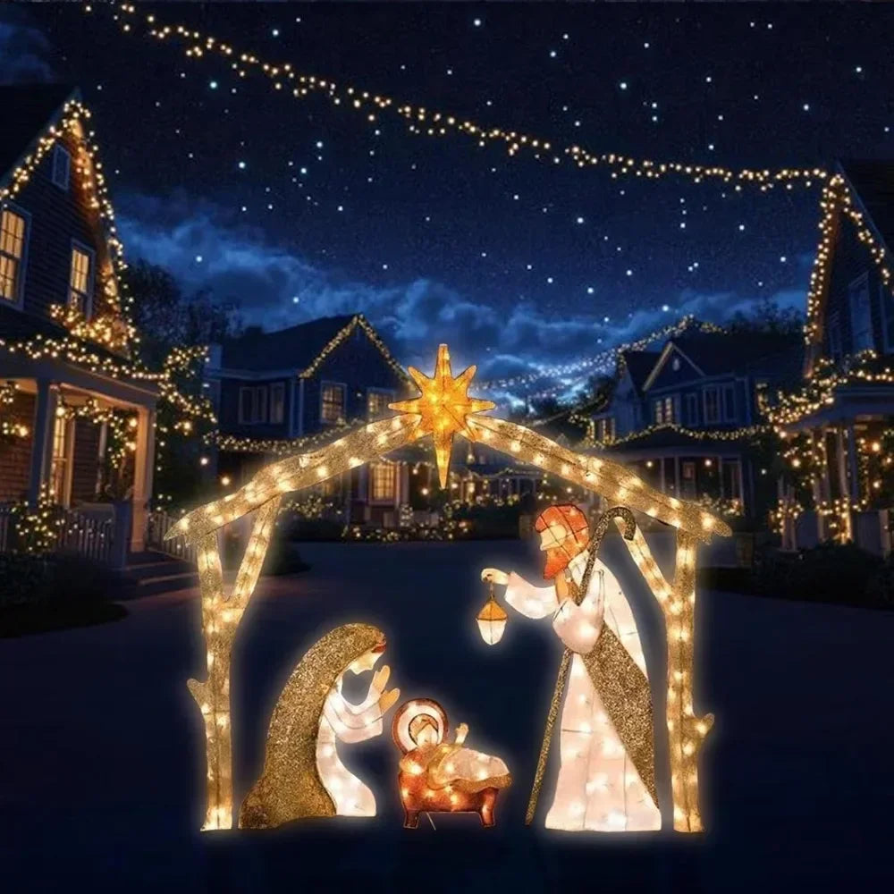 Hot Sale Outdoor Lighted Nativity Scene With light Waterproof Nativity Scene Christmas Decoration Easter Yard Decoration