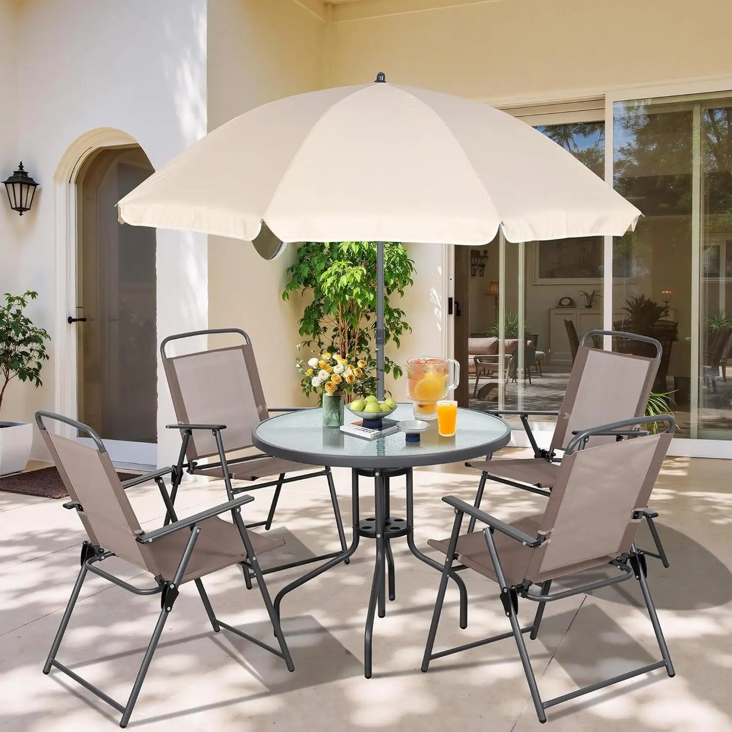 ANGDUO Folding Patio Dining Set All Weather Outdoor Table