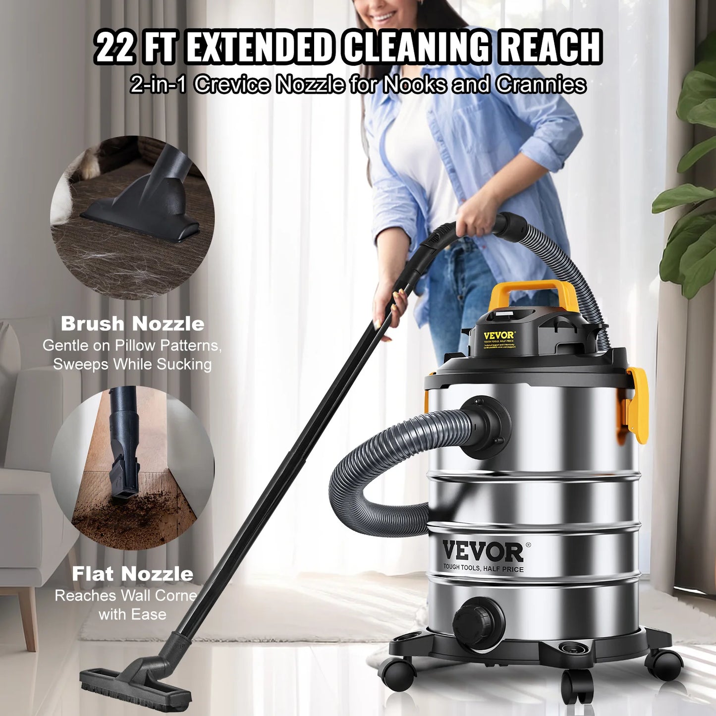 Succebuy Stainless Steel Wet Dry Shop Vacuum Suction Pet Hair
