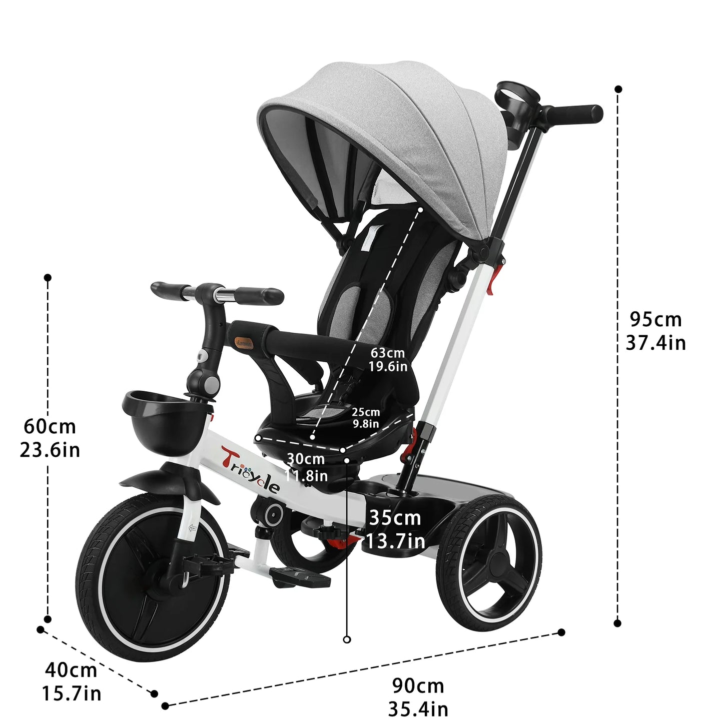 Ubravoo 5-In-1 Baby Stroller Tricycle With Adjustable Canopy