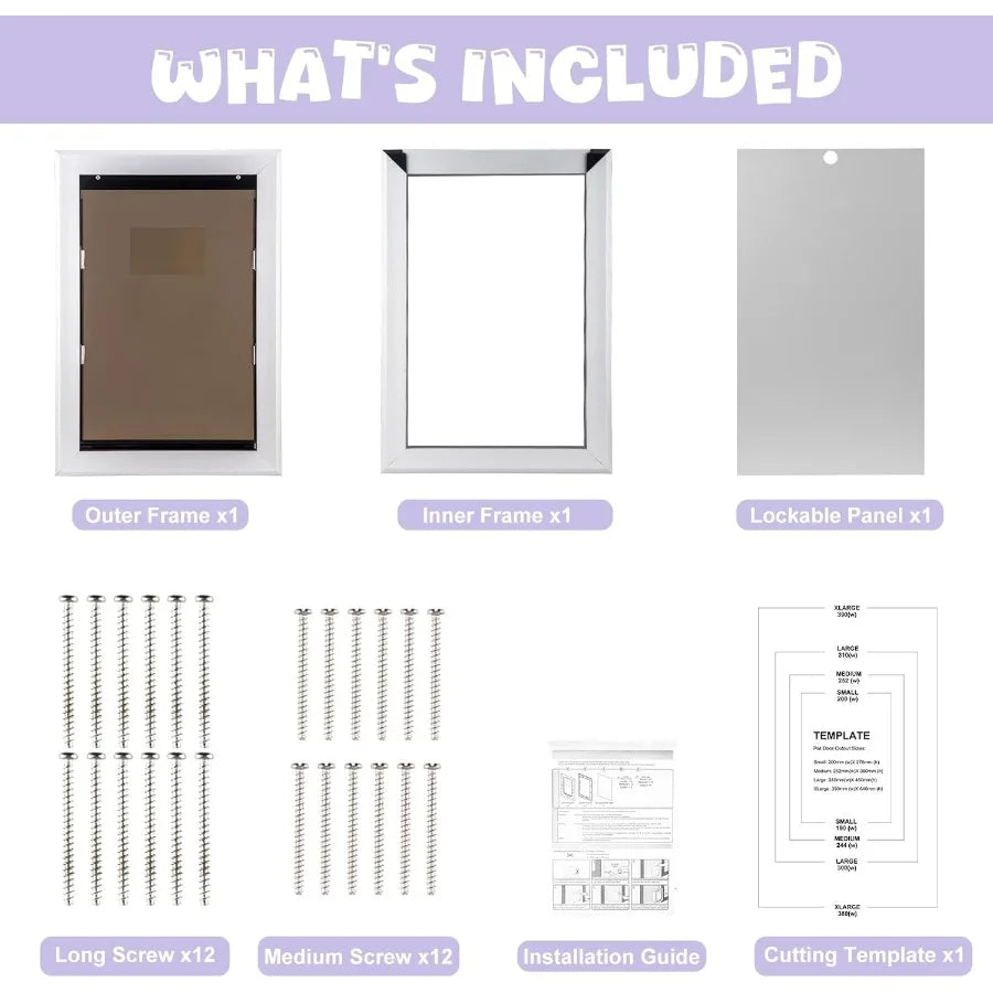 Dog Door Durable Aluminum Frame Door With Magnetic Flaps