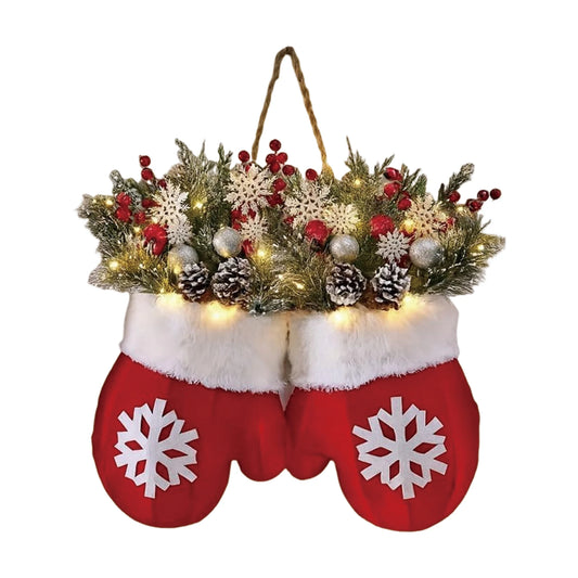 Christmas Glove Shaped Flower Wreath Door Decoration For Indoor Use