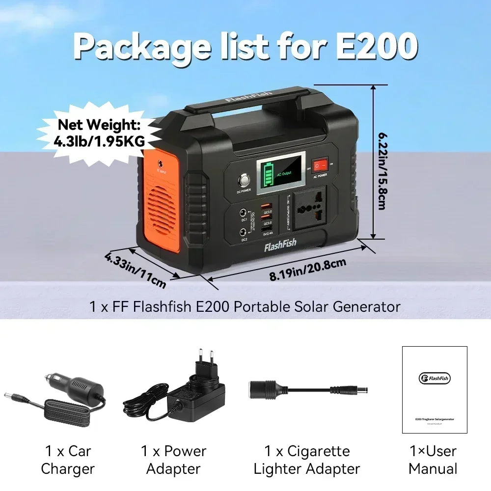 Cart Portable Power Station 151Wh Solar Generator AC 230V
