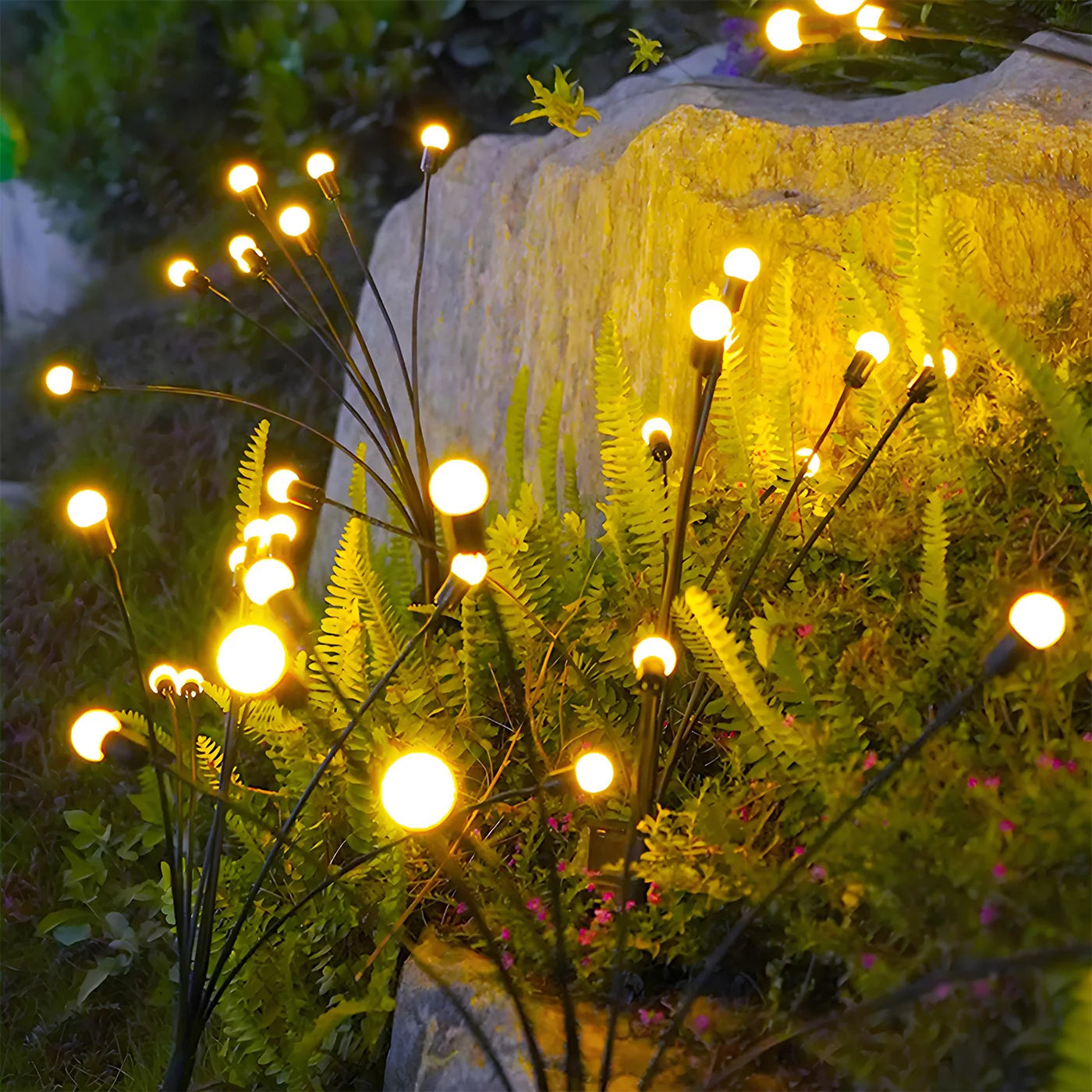 8 Head Solar Firefly Lights Outdoor Garden Pathway Decor Waterproof