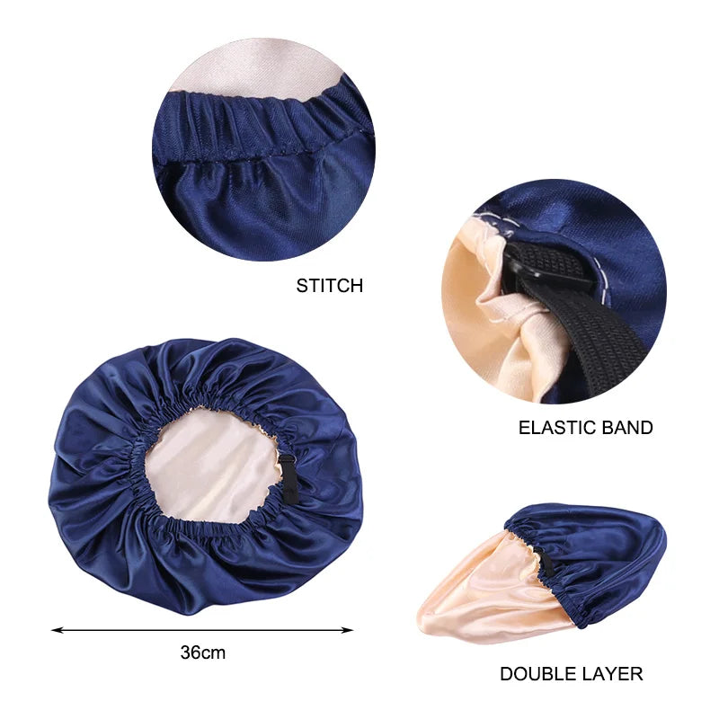 Gathertop Satin Bonnet For Sleeping Adjustable Sleep Cap