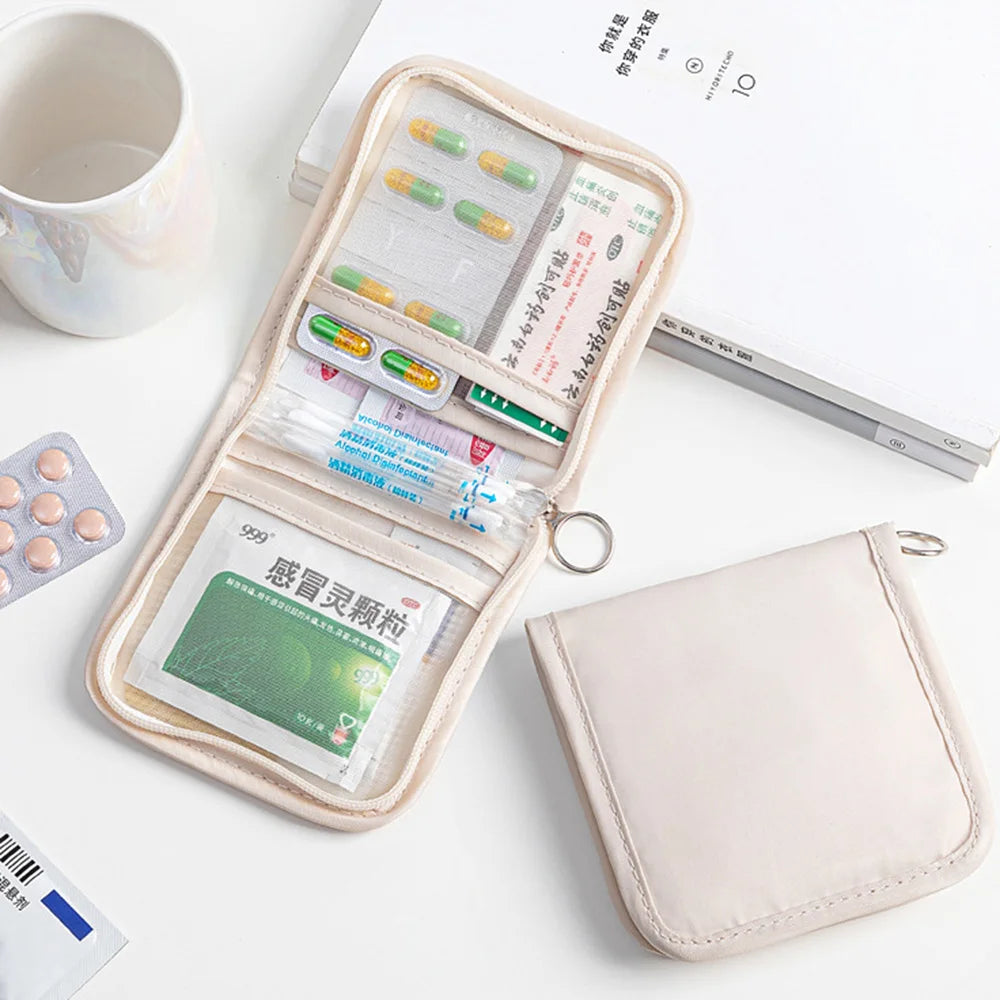 Mini Medical Pouch Portable Foldable Large Opening with Zip Sort First Aid Kit Outdoor Travel Essential Storage Bag