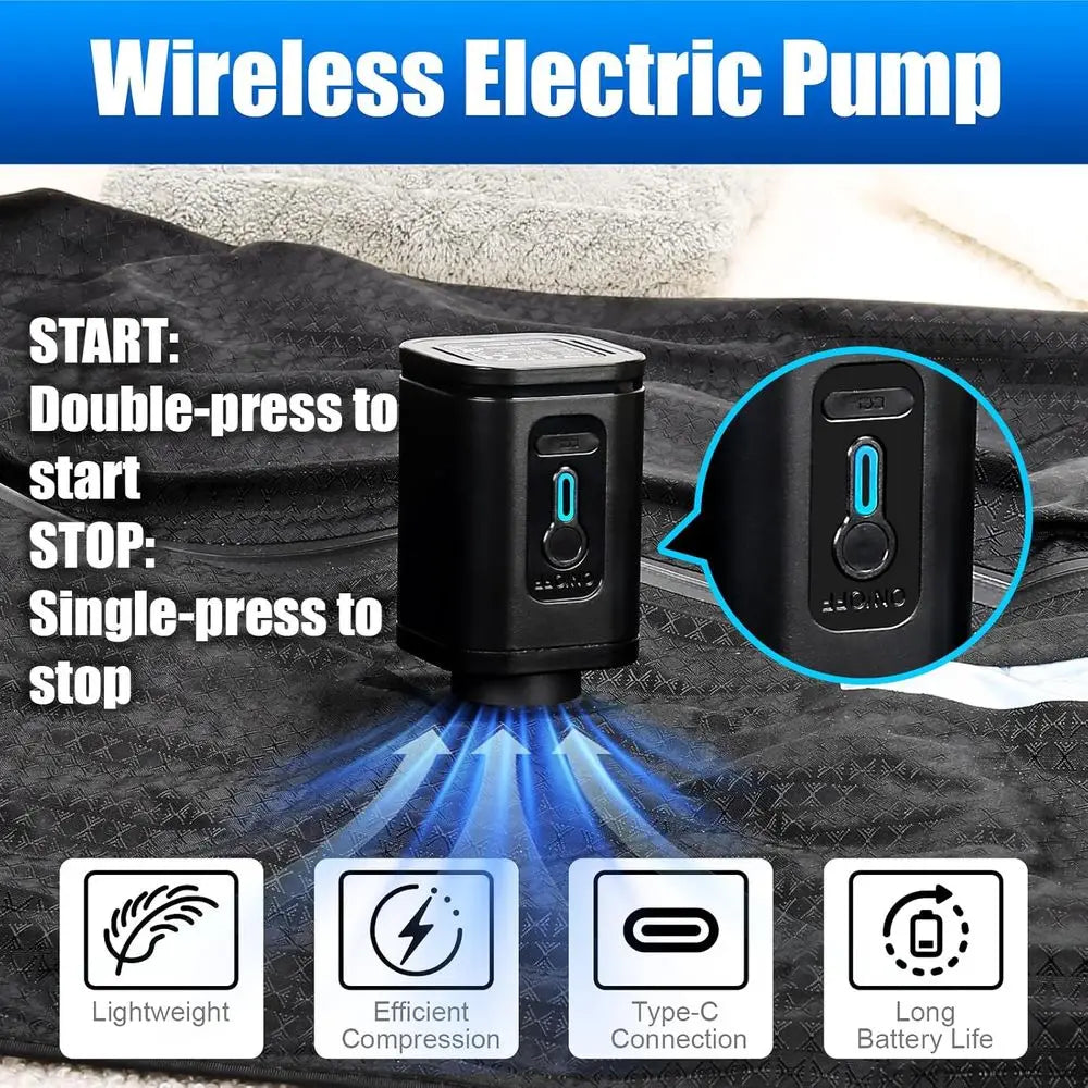 Double Layer Electric Vacuum Bags with Wireless Pump for Travel and Clothing Storage