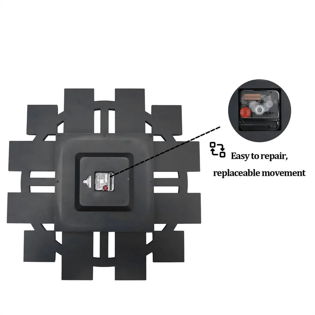 Combination Large Wall Clock Crushed Diamond Mirrored Silver Gold