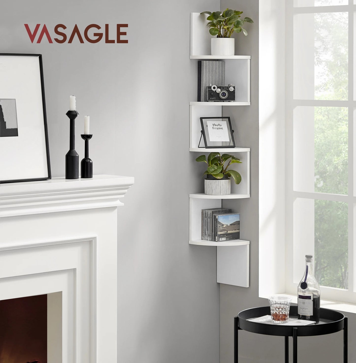 VASAGLE Five Tier Corner Wall Shelf And Plant Shelf
