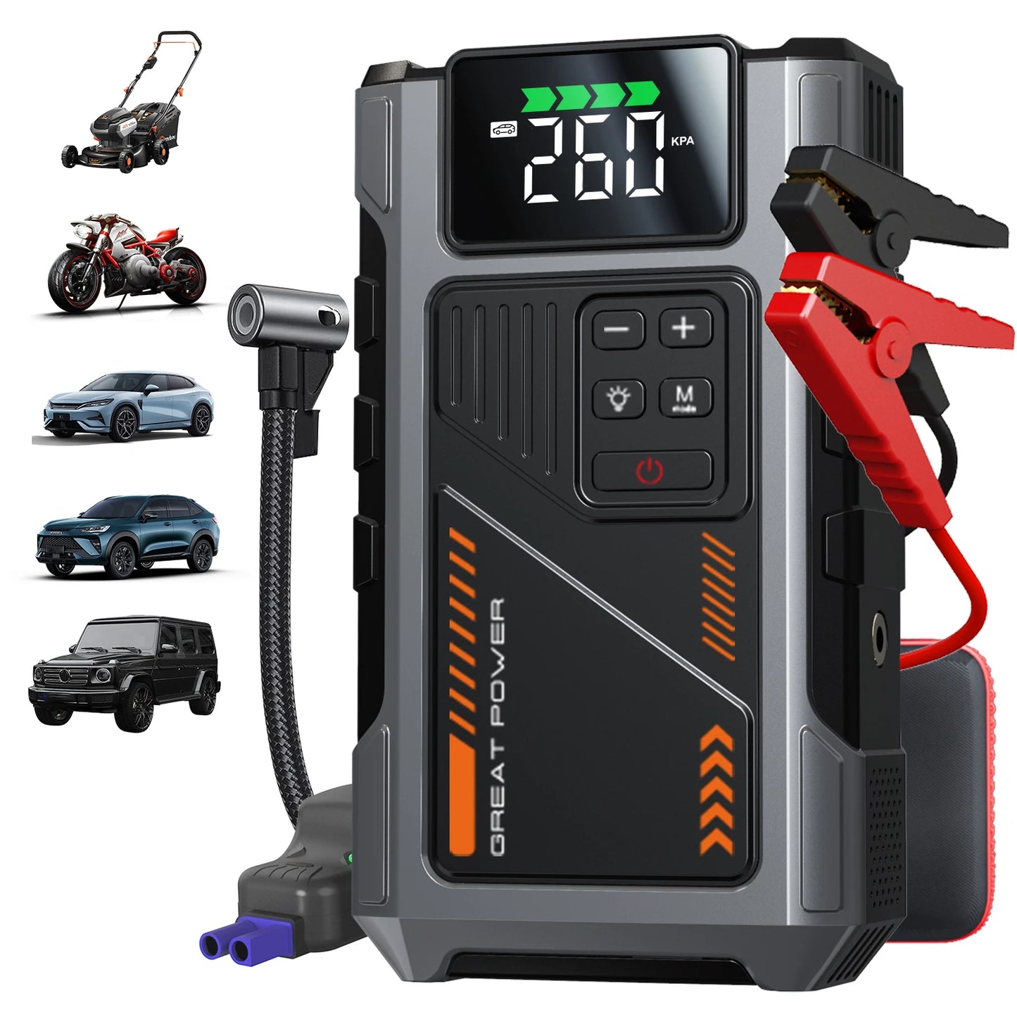 Geeneu Portable Car Jump Starter With Air Compressor 3000A Peak 150 PSI Tire Inflator