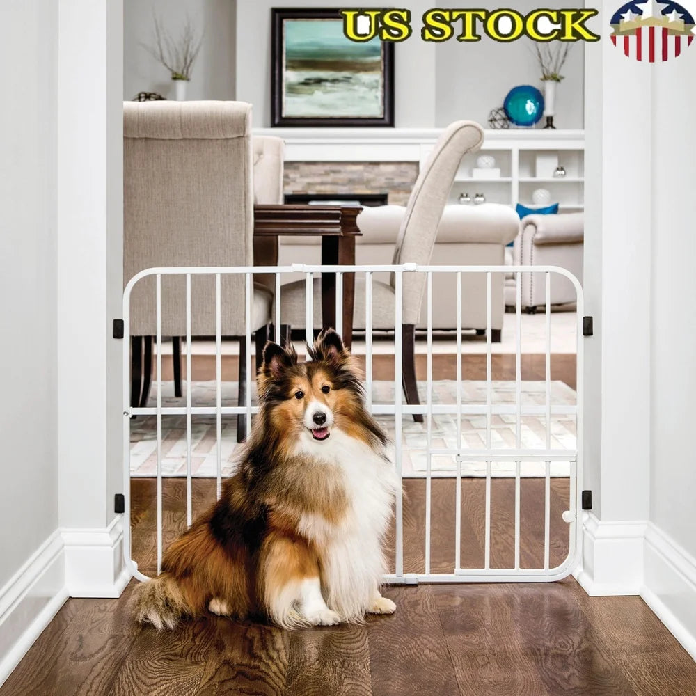 XMSJ Metal Expandable Pet Gate With Small Chew Proof Door