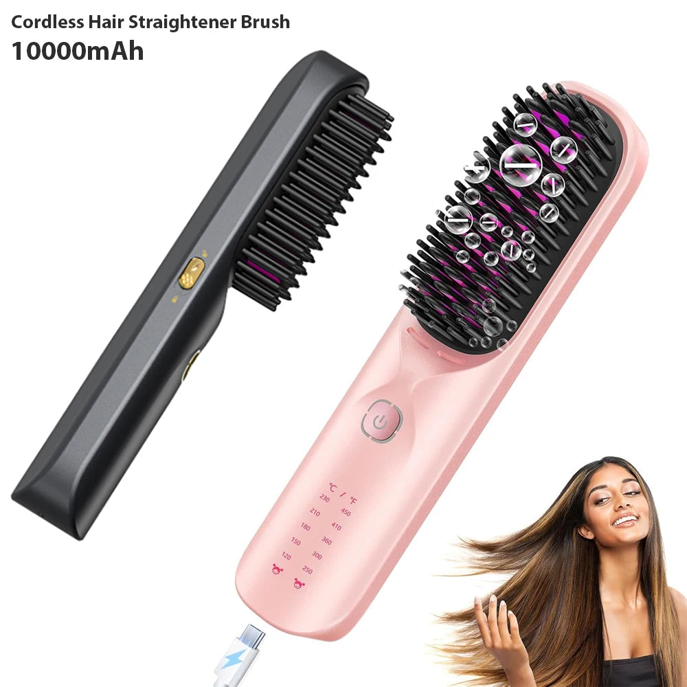 BOPCAL Cordless Hair Straightener Brush 450F Adjustable