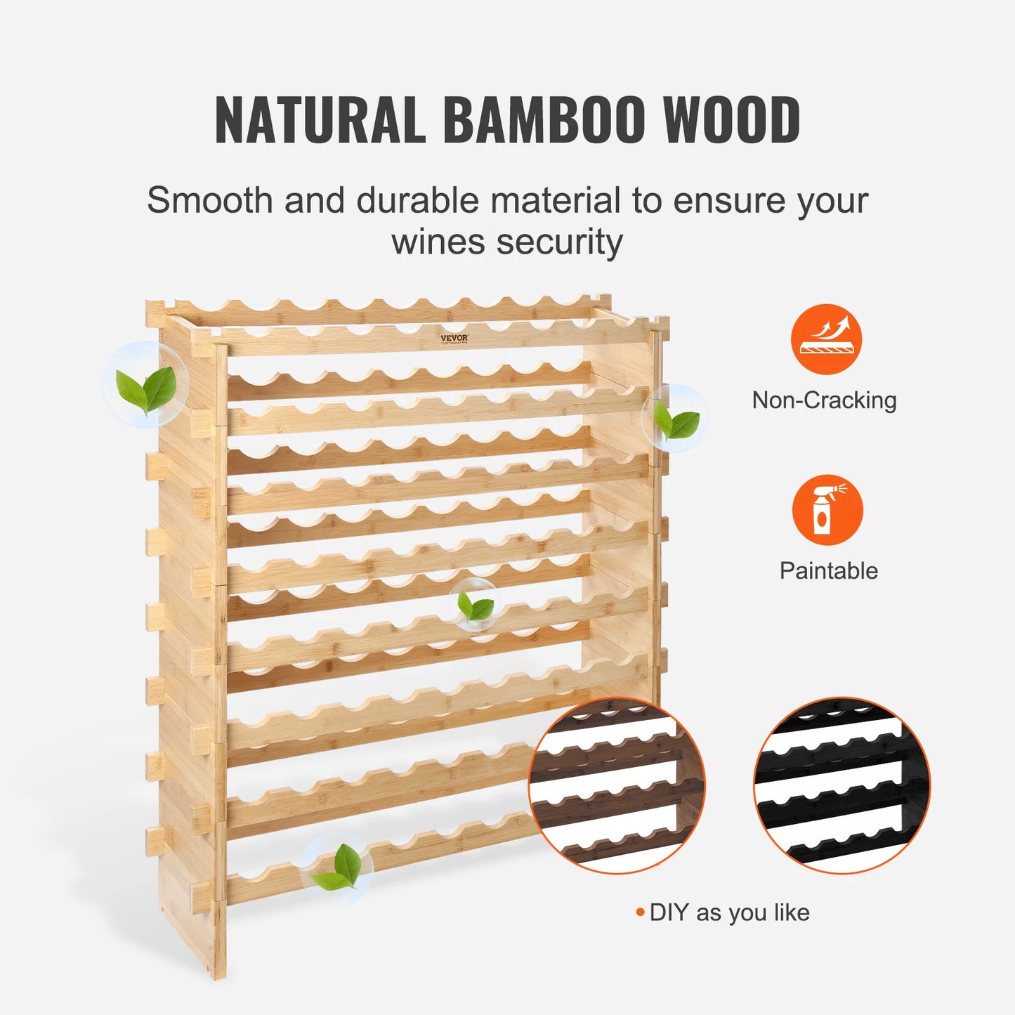 SucceBuy 8-Tier Stackable Wine Rack Bamboo Storage