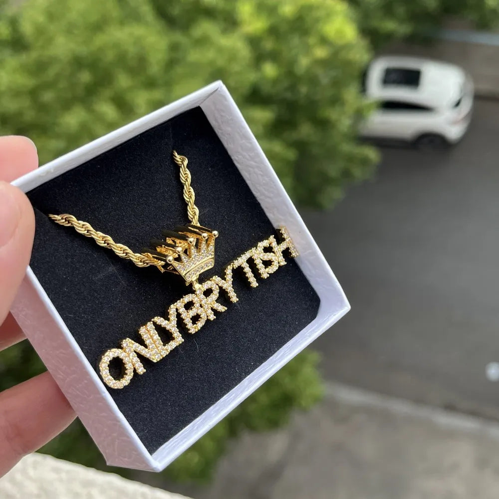 Duoying Custom Nameplate Butterfly Necklace Zircon Pendant