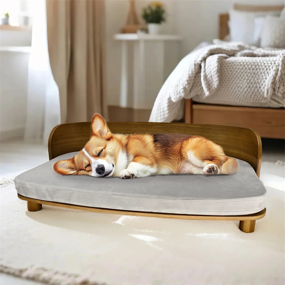 Borwartcn Elevated Dog Bed Solid Wood Legs Removable Cover