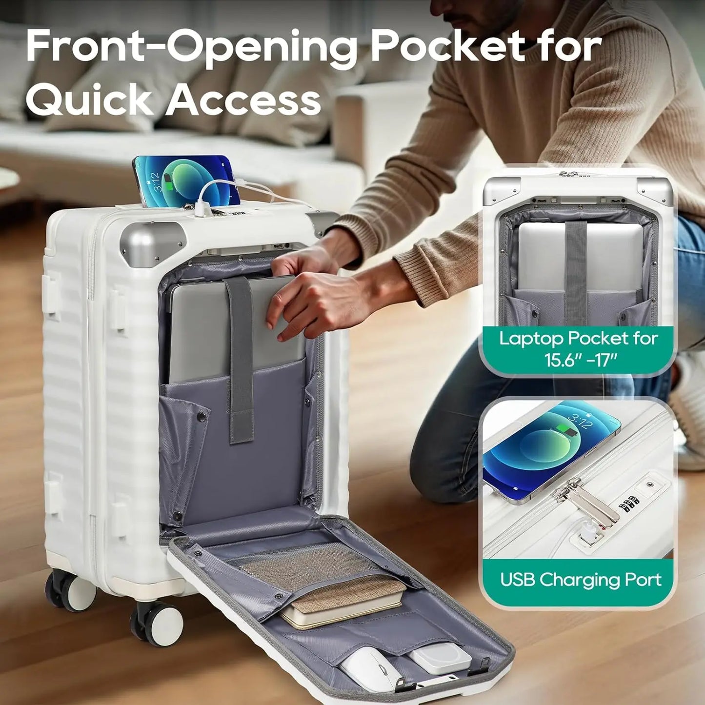 Joyway Front Opening Carry On Luggage With TSA Lock