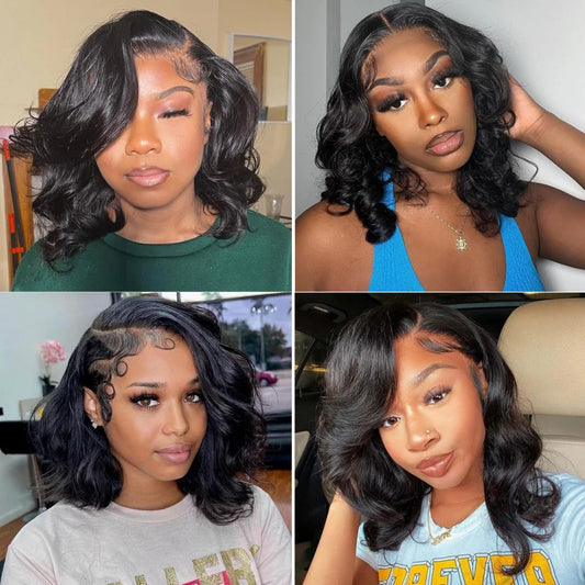 Wear And Go Glueless Bob Wig Human Hair Short Body Wave Lace Front 4x4 HD Lace Closure
