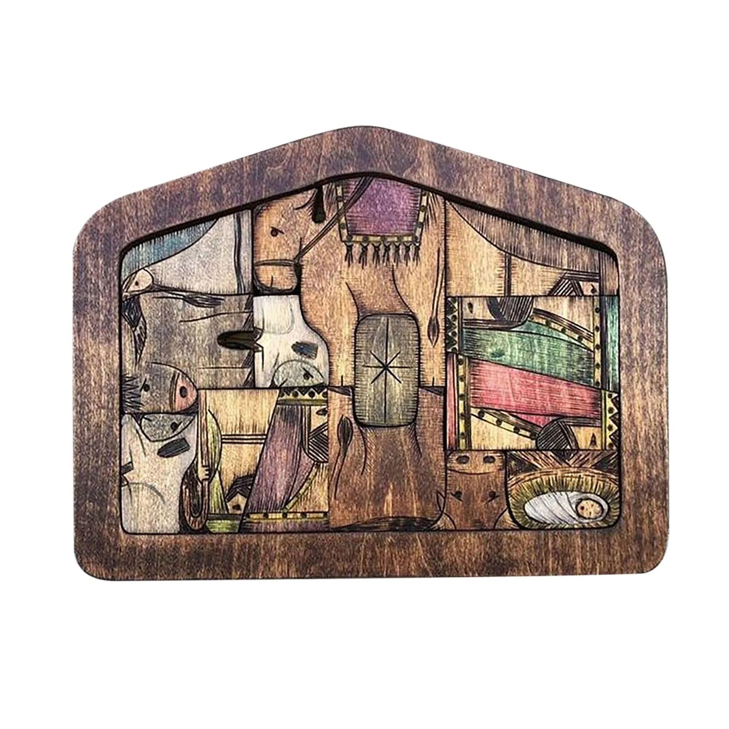 Wooden Jesus Puzzles Nativity Set Table Decor Ornament Nativity Puzzle With Wood Burned Design Jigsaw Puzzle Game For Adults Kid