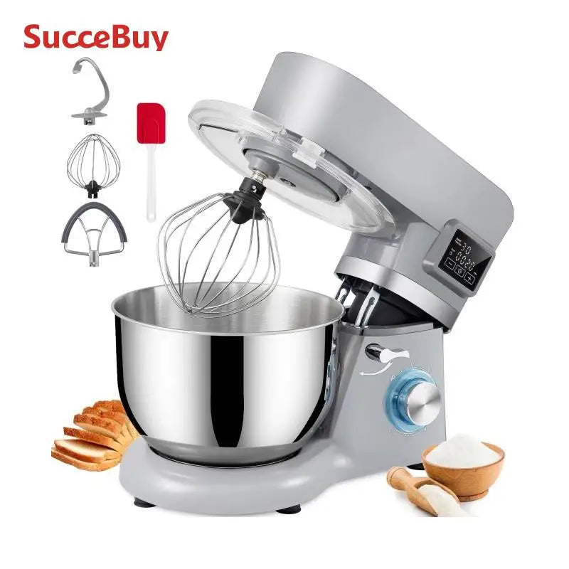 VEVOR Electric Stand Mixer With LCD 6 Speeds Steel Bowl