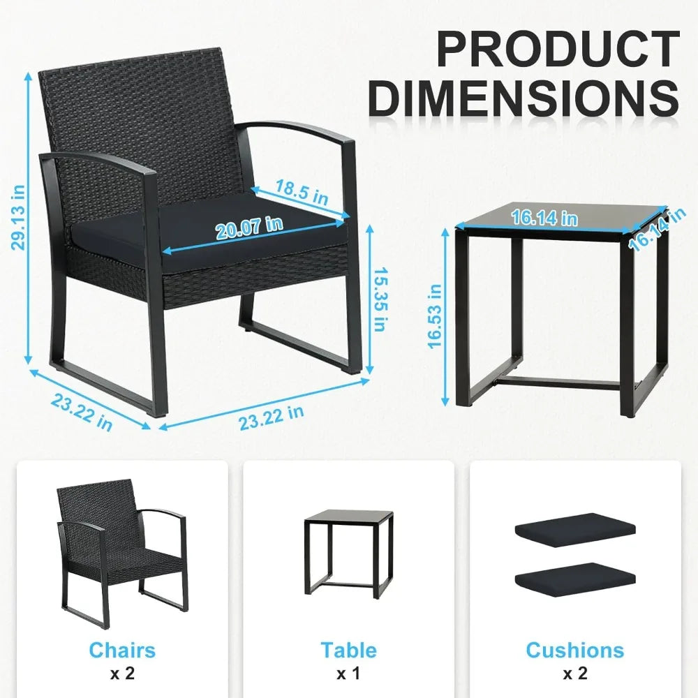General Use Outdoor Patio Set With Wicker Chairs And Table