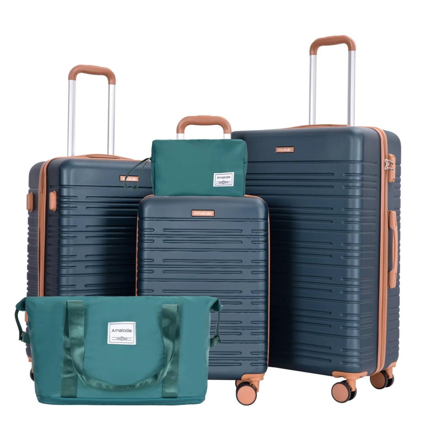 Amalodie 5 Piece Luggage Set Hardside Spinner TSA Lock