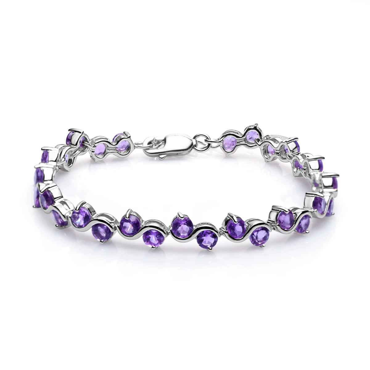 GEM'S BALLET Garnet Citrine Smoky Quartz Tennis Bracelet 925