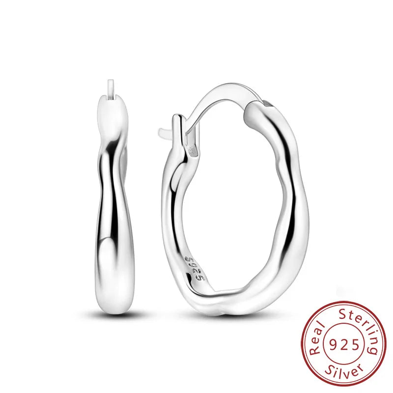 925 Sterling Silver Hoop Earrings Square Circle Heart