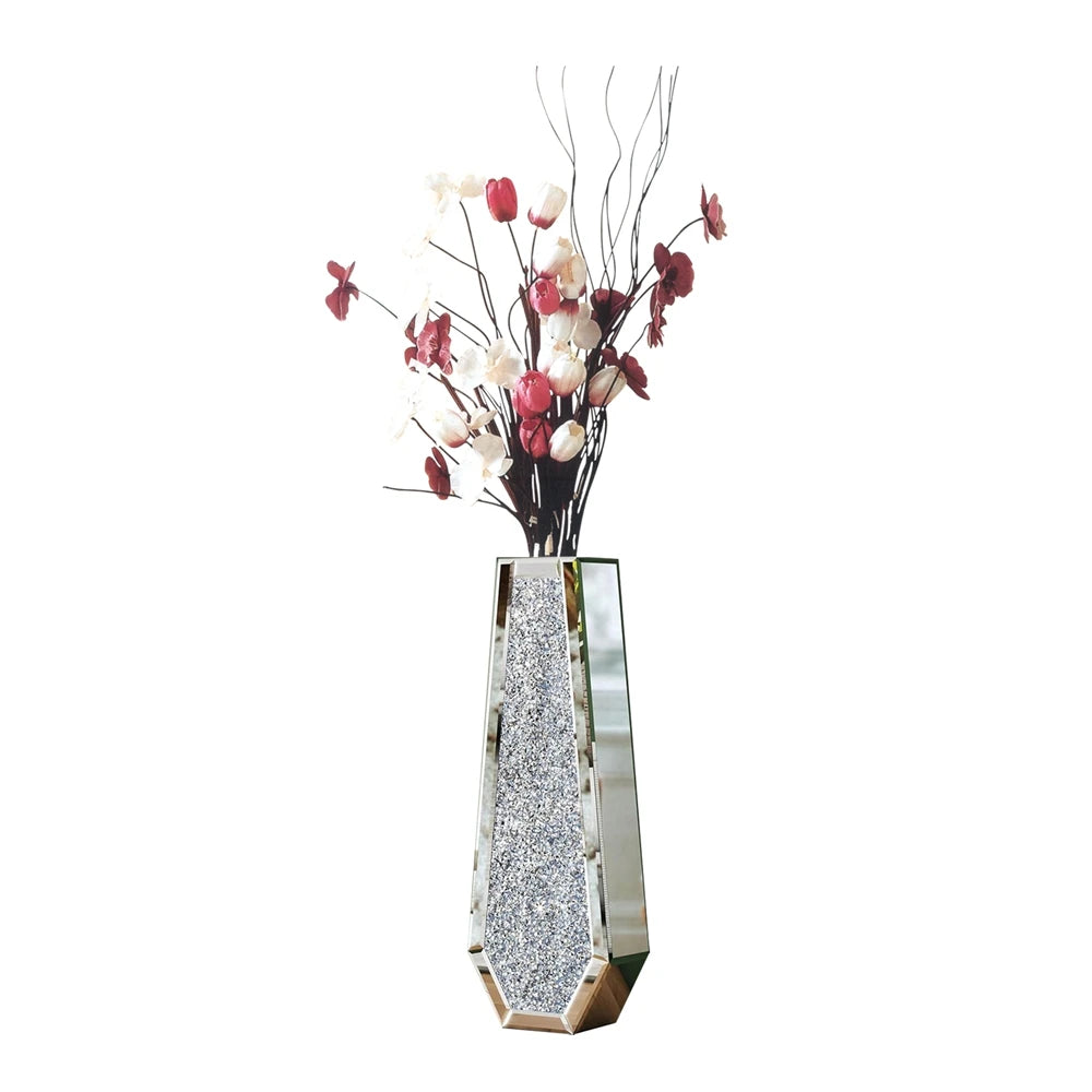 Crushed Diamond Mirrored Floor Vase Glass Crystal Modern Home Decor