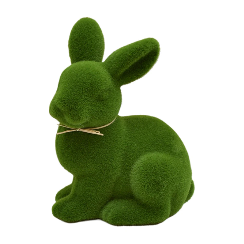 Easter Bunny Decor Easter Moss Rabbit Figurine Home Garden Party Decor Desktop Decoration for Living Room for 2024 Spring Easter