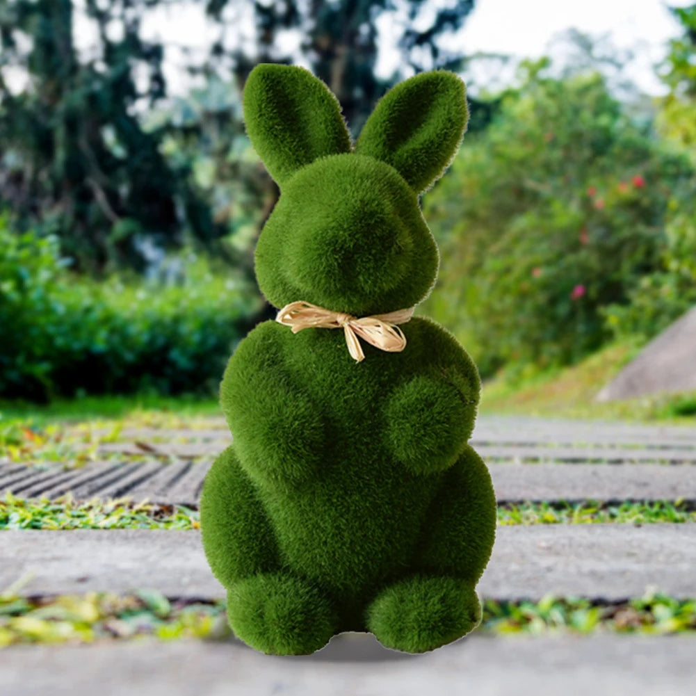 Easter Bunny Decor Easter Moss Rabbit Figurine Home Garden Party Decor Desktop Decoration for Living Room for 2024 Spring Easter