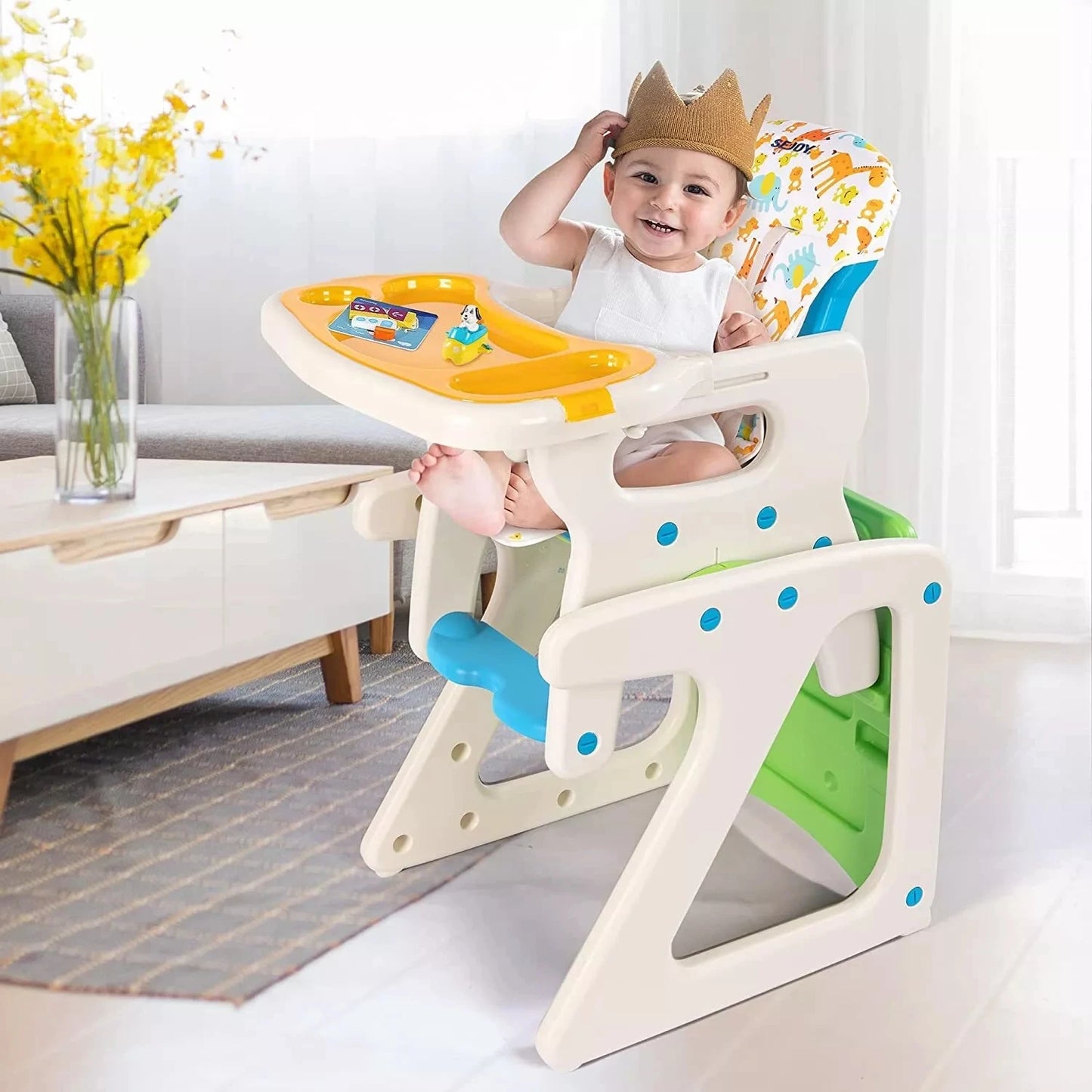 SEJOY 3 In 1 Baby High Chair With Adjustable Backrest