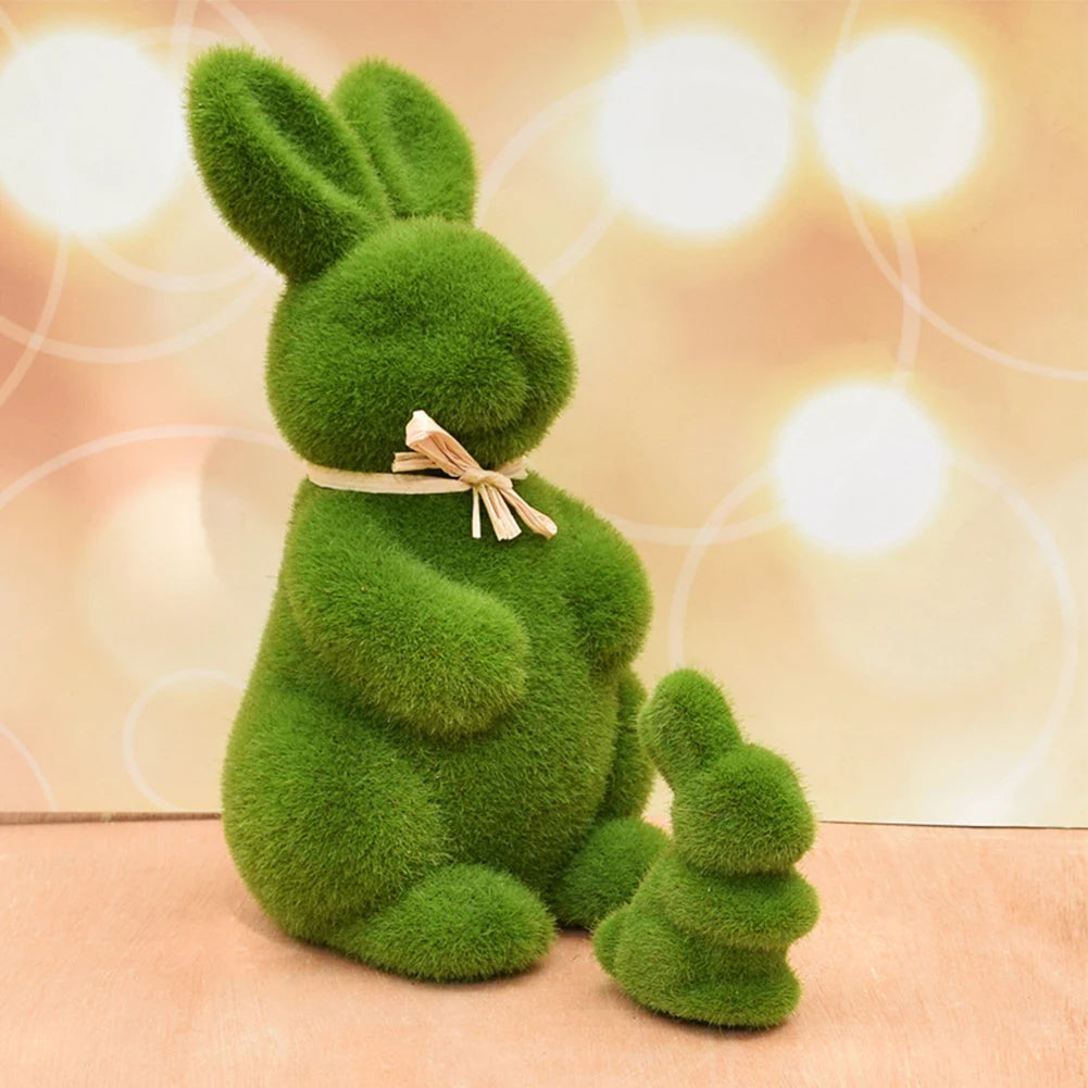 Easter Bunny Decor Easter Moss Rabbit Figurine Home Garden Party Decor Desktop Decoration for Living Room for 2024 Spring Easter