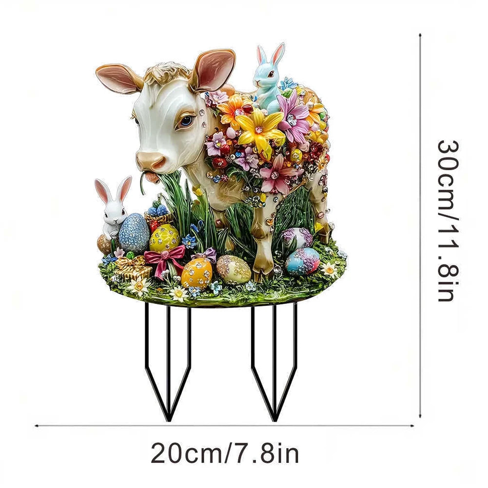 Easter Garden Stake Decor Multi-Function Courtyard Statue High-Quality Acrylic Figurine Waterproof Patio Sculpture Outdoor Decor