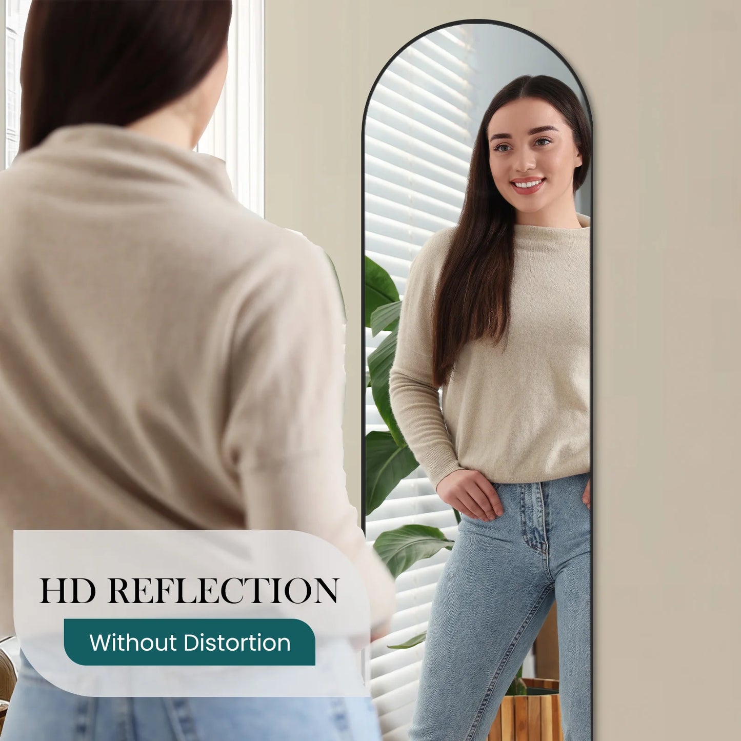 JHK Full Body Wall Mirror Aluminum Frame For Bedroom