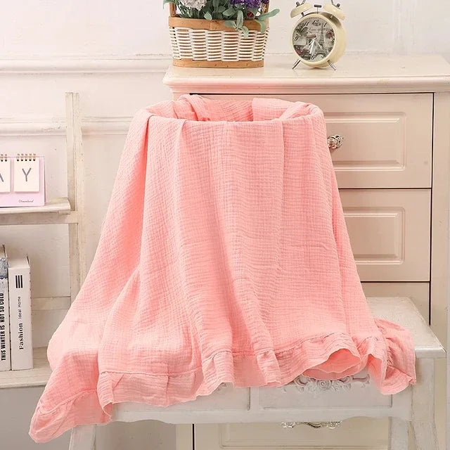 Zhejiang Ruffled Muslin Baby Swaddle Blankets 100 Cotton
