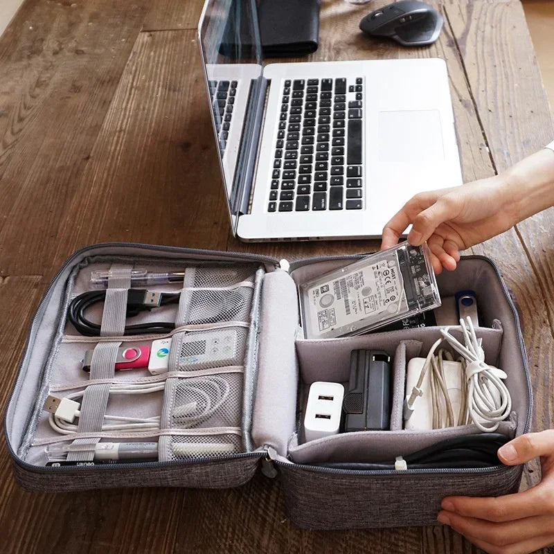 Travel Cable Organizer Bag, Portable Electronics Storage Case, USB Charger & Cord Holder, Waterproof Digital Accessory Pouch